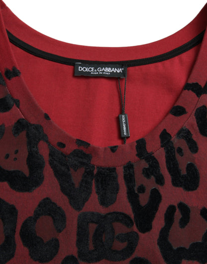 Rotes ärmelloses Tank-T-Shirt mit Leopardenmuster