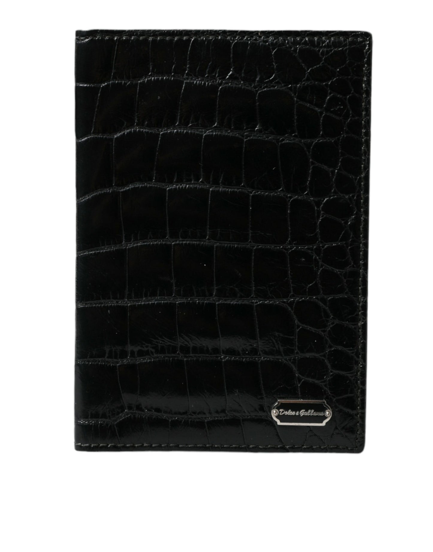 Black Exotic Skin Leather Long Bifold Passport Holder