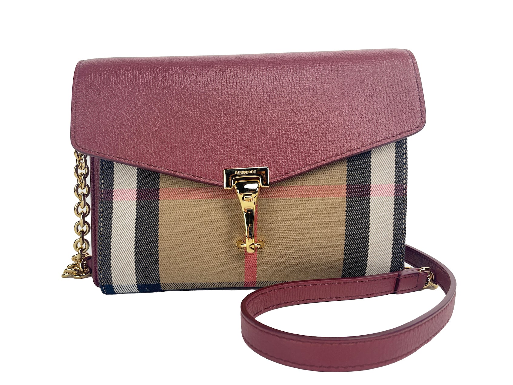 Macken Small Crimson House Check Leather Crossbody Bag