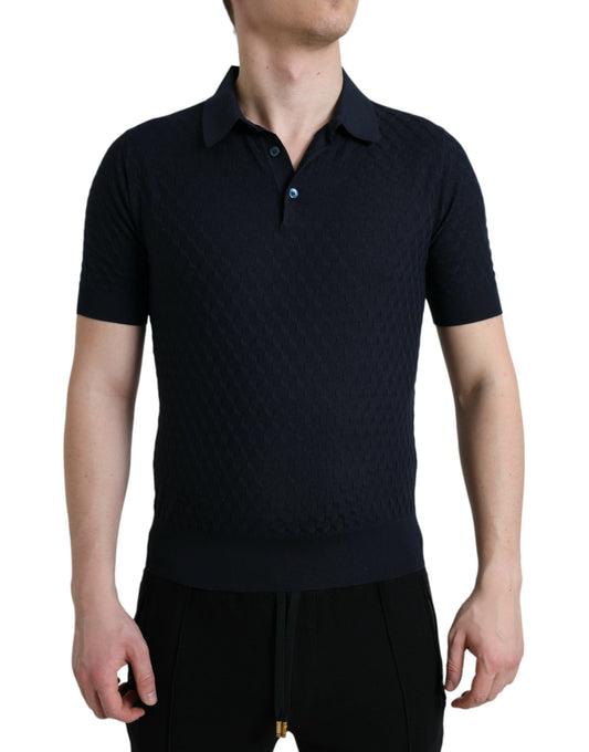 Camiseta polo de manga corta con cuello azul oscuro