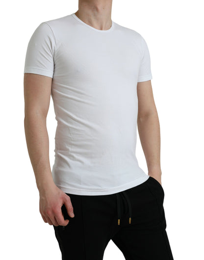 Camiseta interior de algodón blanca con cuello redondo y cuello redondo