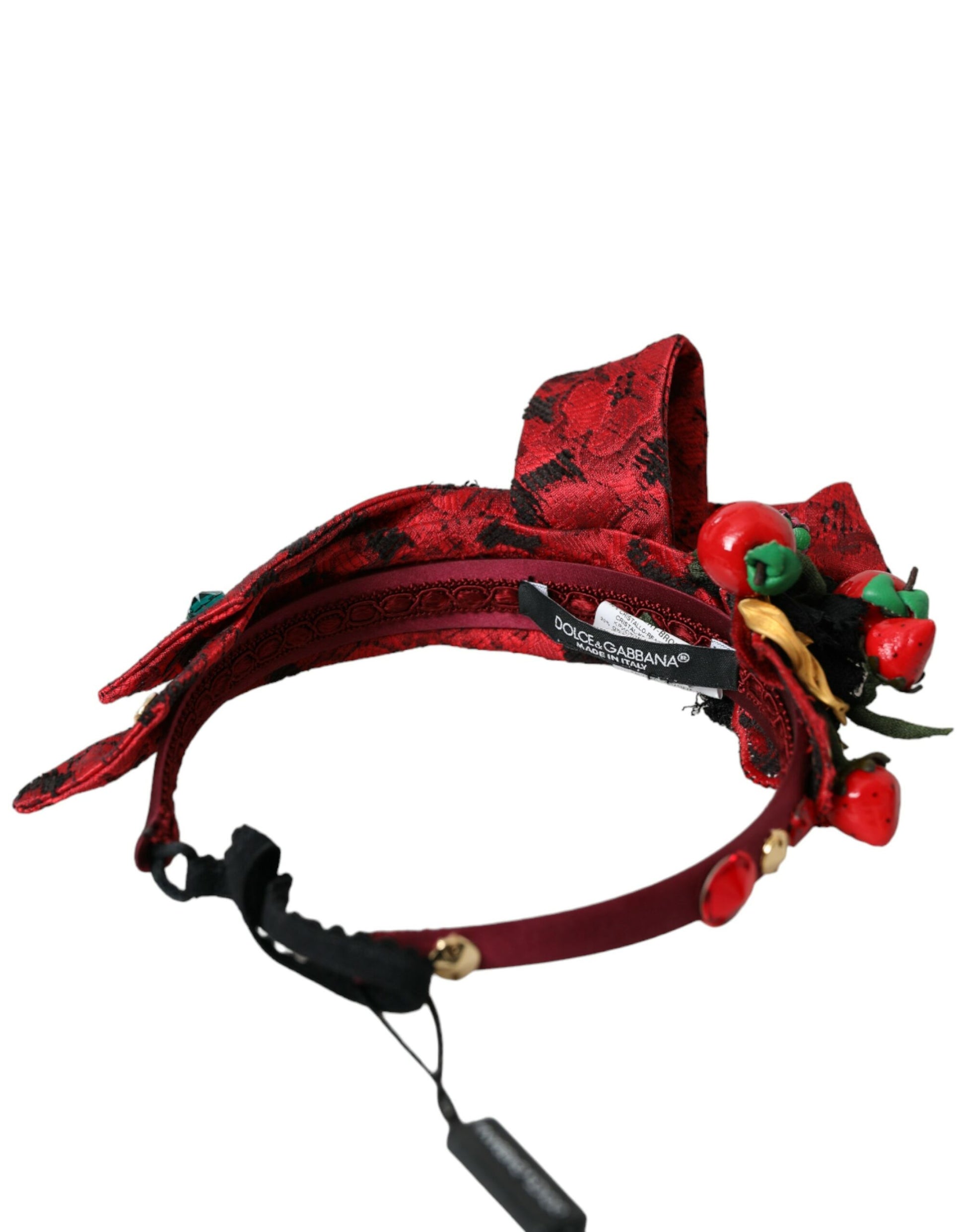 Diadema para el pelo para mujer con adornos de Sicilia y cerezas rojas