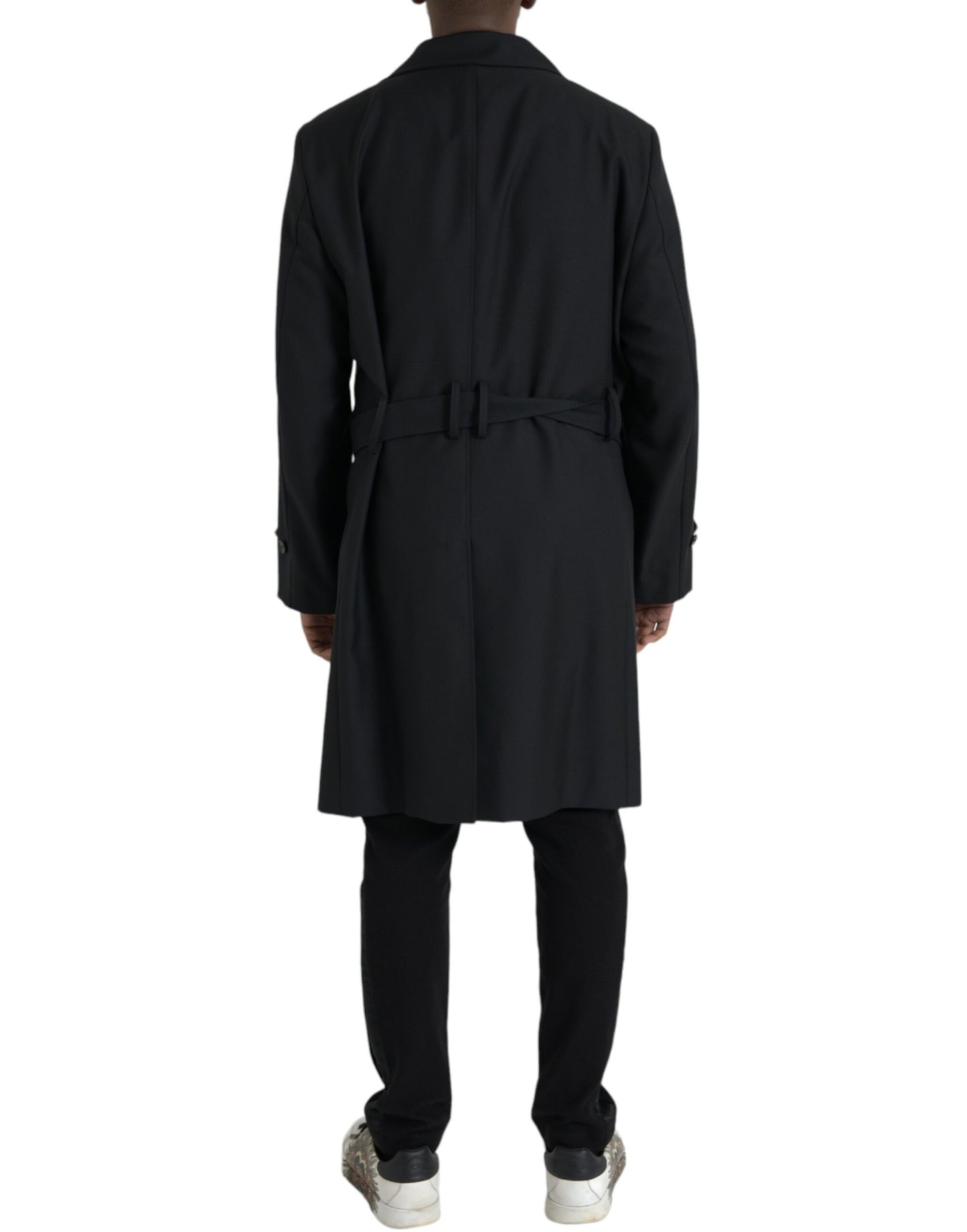 Schwarze zweireihige Trenchcoat-Jacke