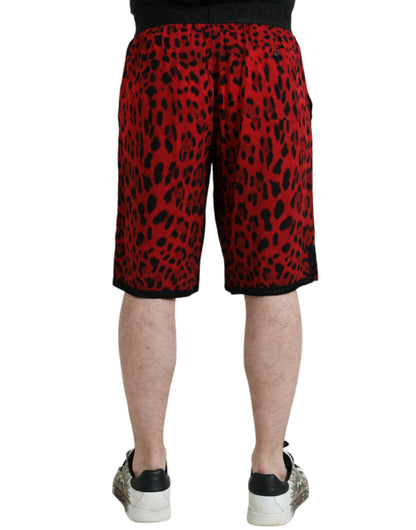 Rote Bermudashorts aus Viskose mit Leopardenmuster