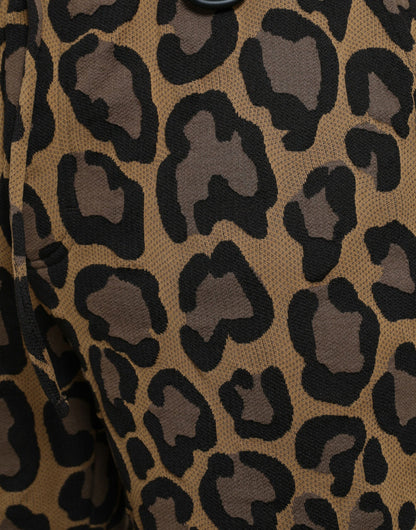 Pantalones deportivos de poliéster con estampado de leopardo marrón