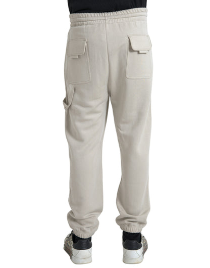 Pantalones deportivos tipo jogger cargo de viscosa en color blanco roto