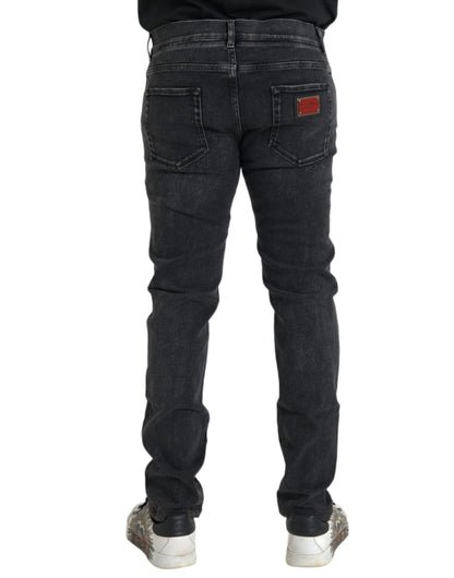 Graue Skinny-Jeans aus Baumwollstretch mit Logo