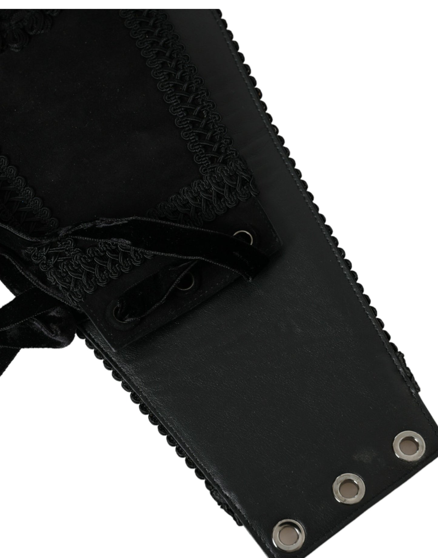 Black Canvas Embellished Waist Women Belt