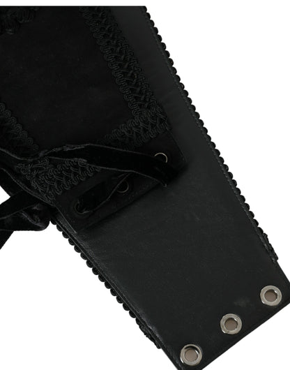 Black Canvas Embellished Waist Women Belt