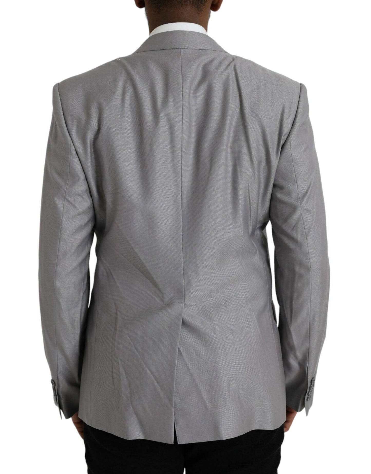 Chaqueta tipo blazer de un solo pecho con cuello de pico de lana gris