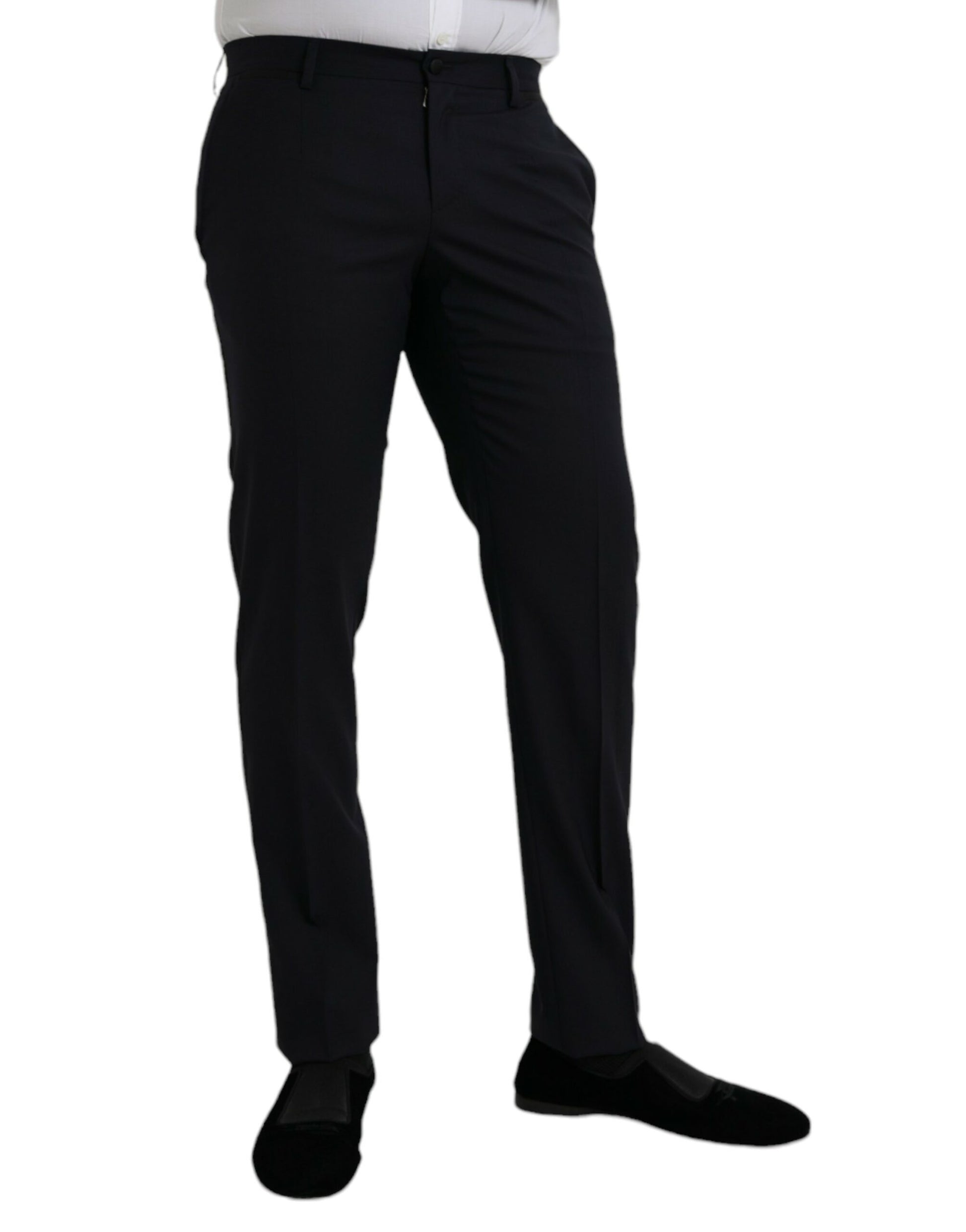 Dunkelblaue, formelle Hose aus Wolle im Slim Fit