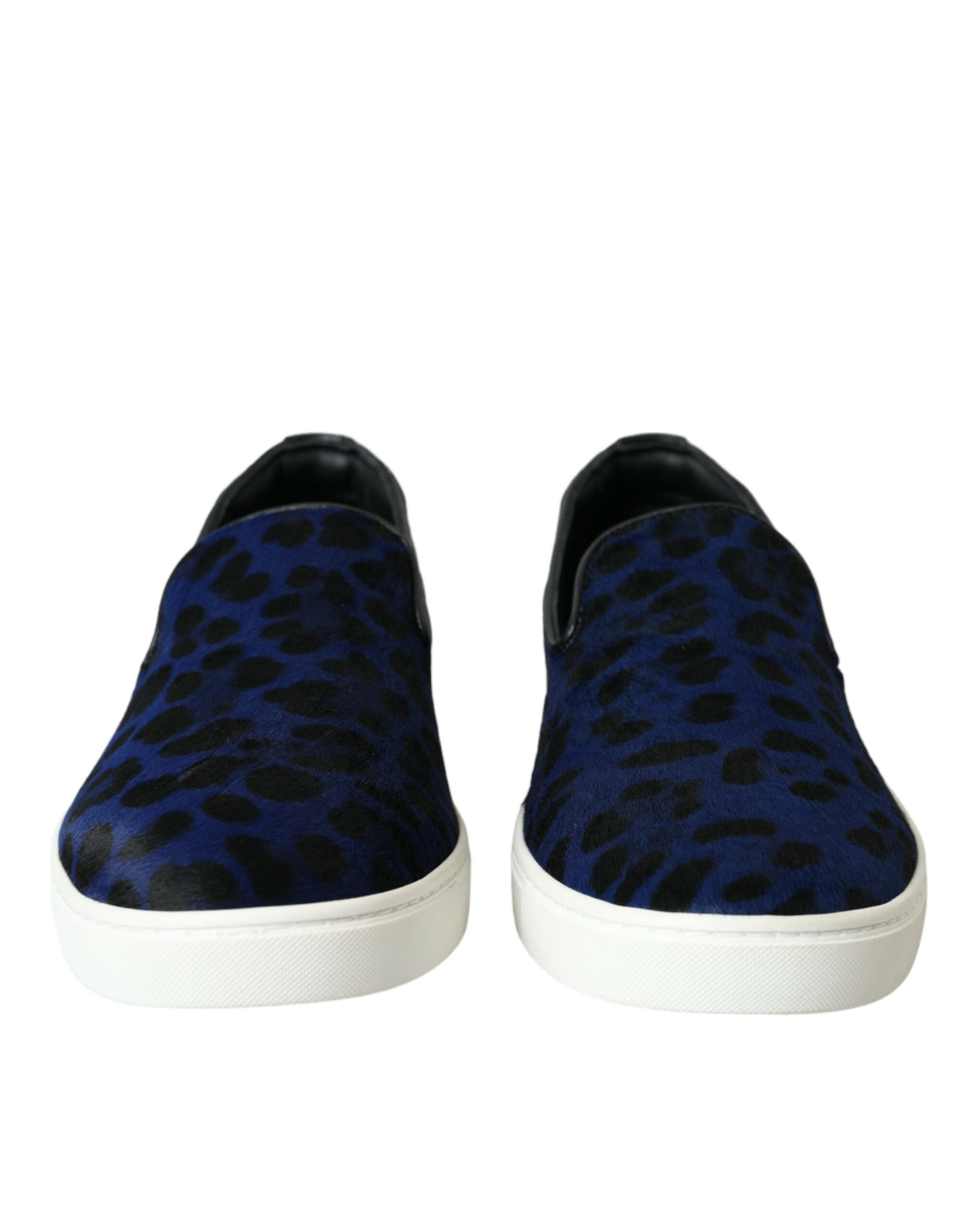 Zapatillas deportivas de piel de becerro azul con estampado de leopardo