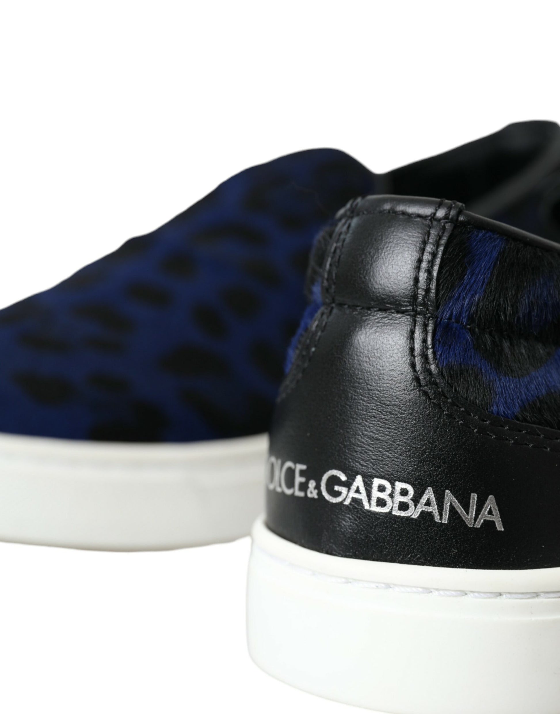 Zapatillas deportivas de piel de becerro azul con estampado de leopardo