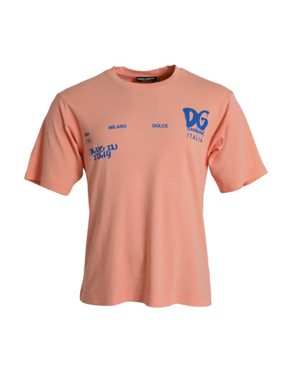 Camiseta de manga corta con estampado de logotipo en algodón coral