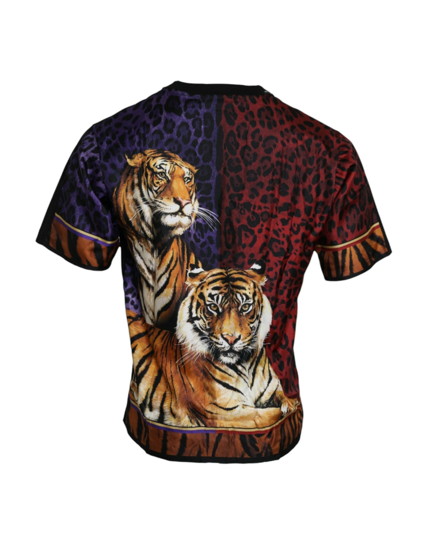 Mehrfarbiges kurzärmliges Baumwoll-T-Shirt mit Tiger-Print