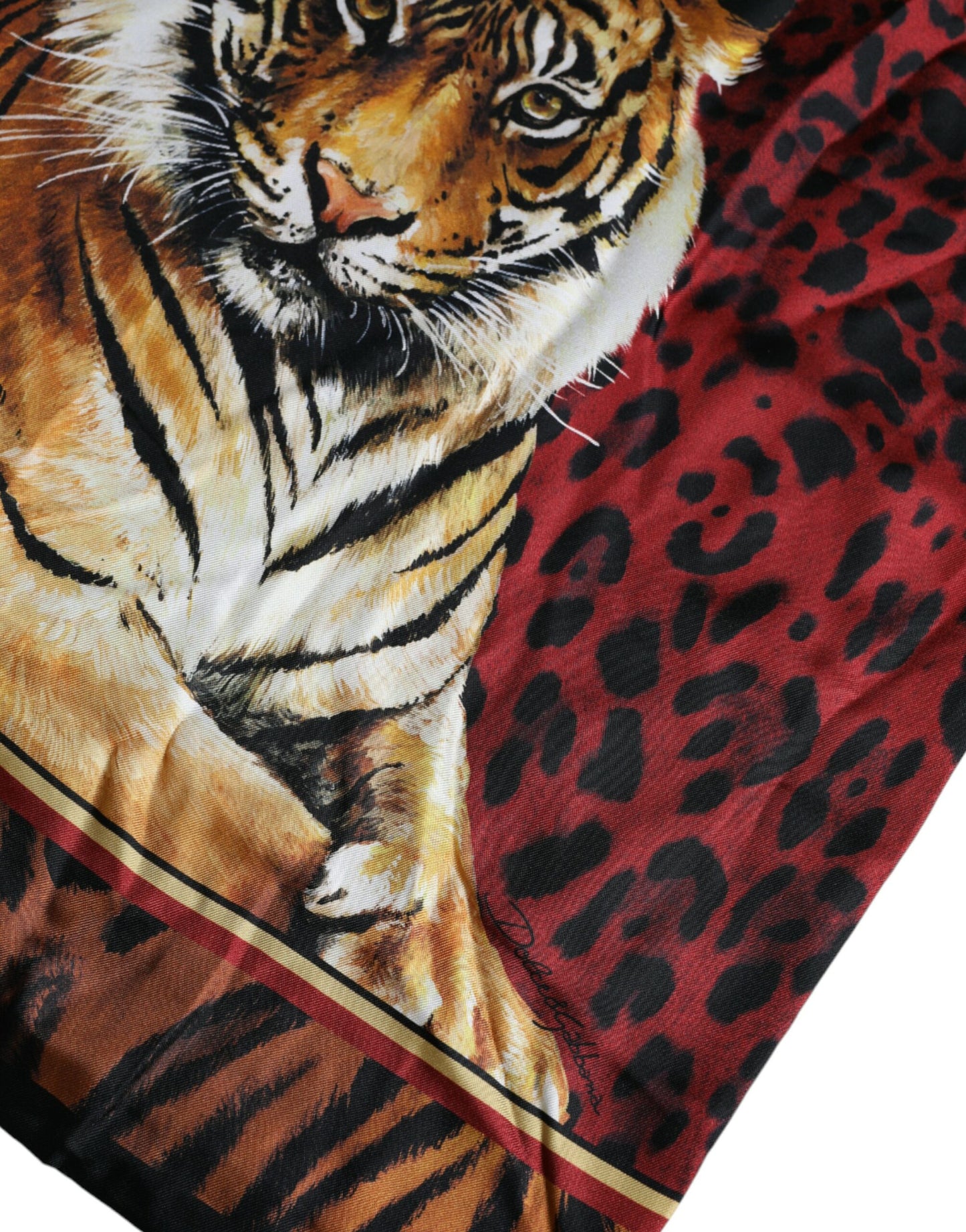 Mehrfarbiges kurzärmliges Baumwoll-T-Shirt mit Tiger-Print