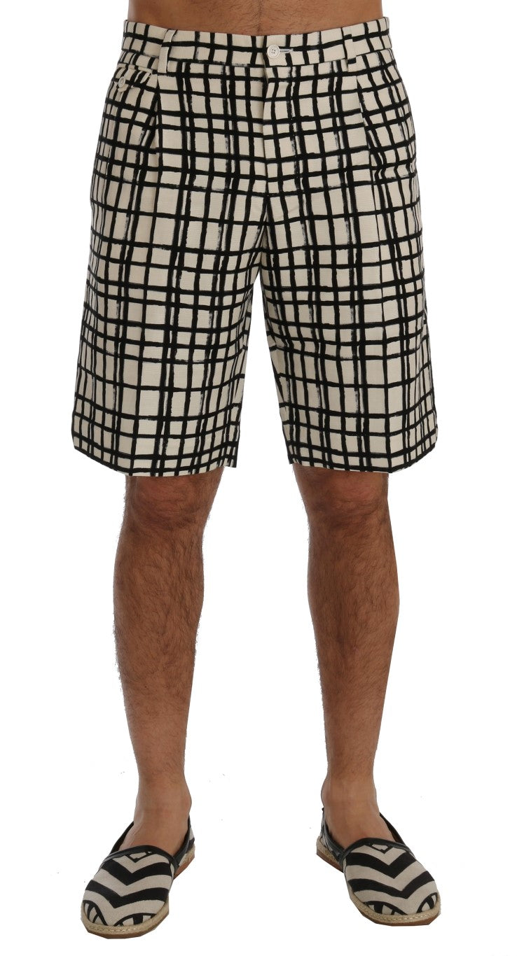 Elegante gestreifte Shorts aus Baumwollleinen