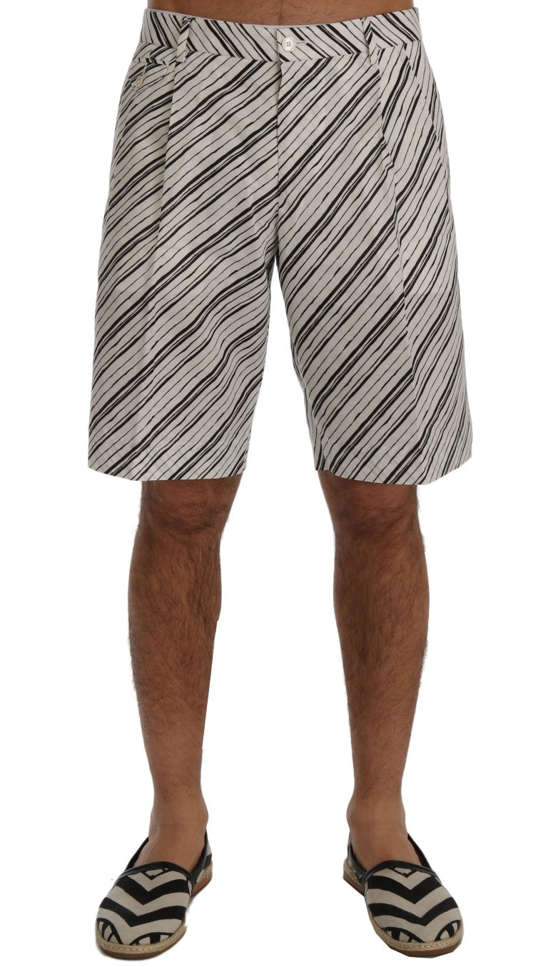 Elegante gestreifte Shorts aus Baumwollleinen