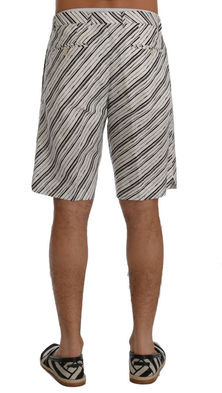 Elegante gestreifte Shorts aus Baumwollleinen