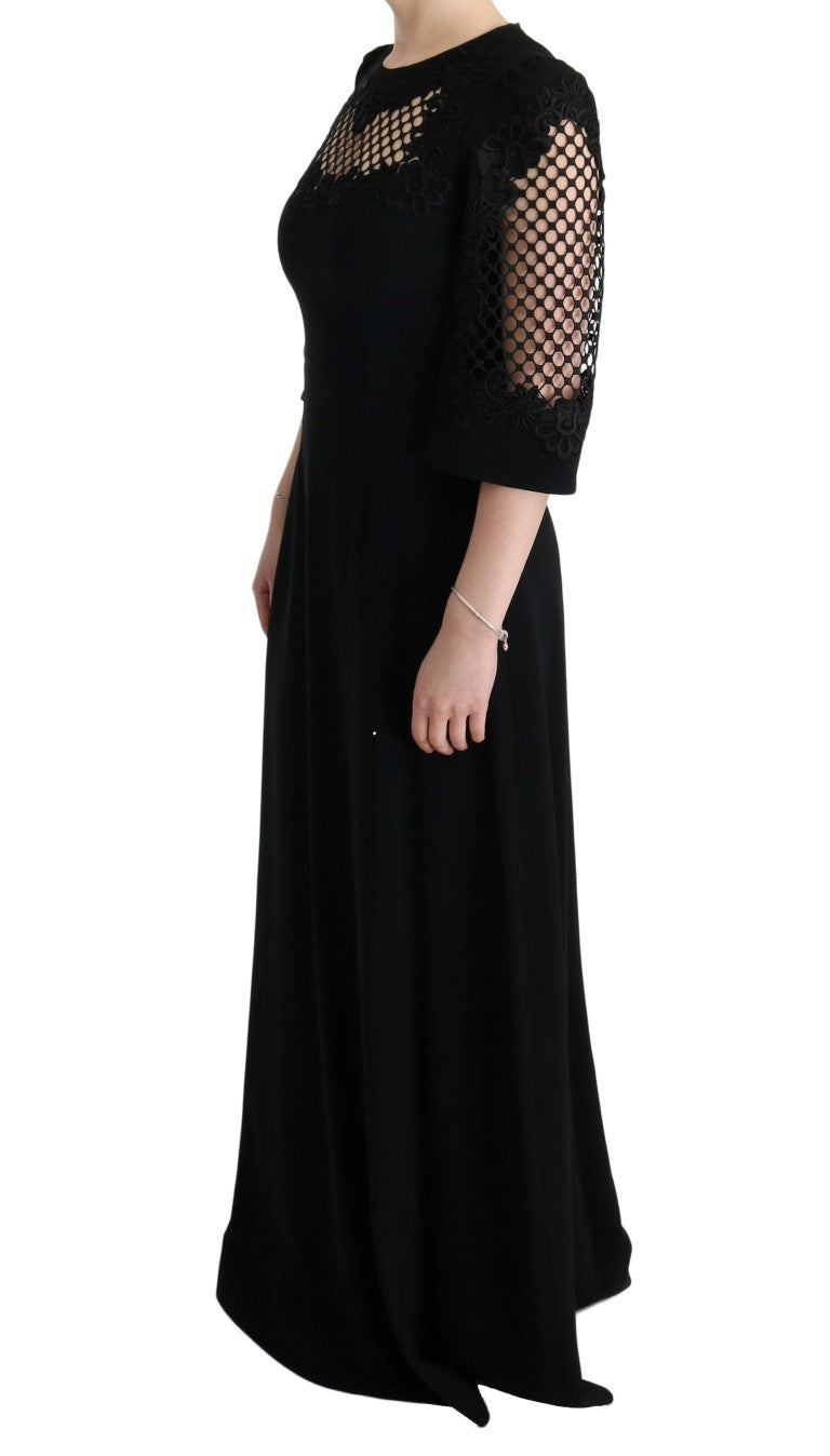 Elegantes schwarzes Maxikleid mit Blumenmuster