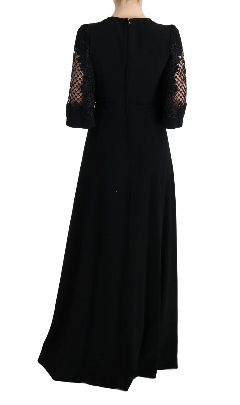 Elegantes schwarzes Maxikleid mit Blumenmuster