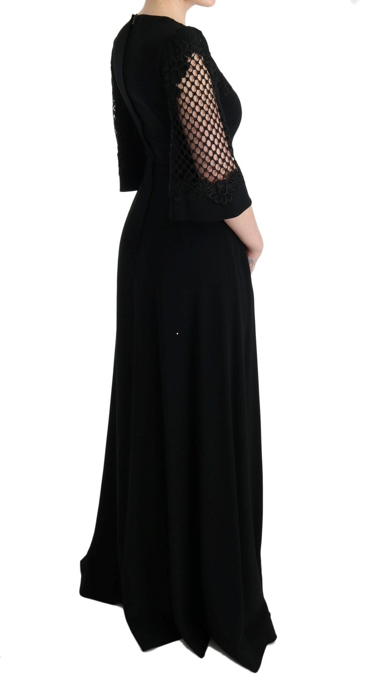 Elegantes schwarzes Maxikleid mit Blumenmuster