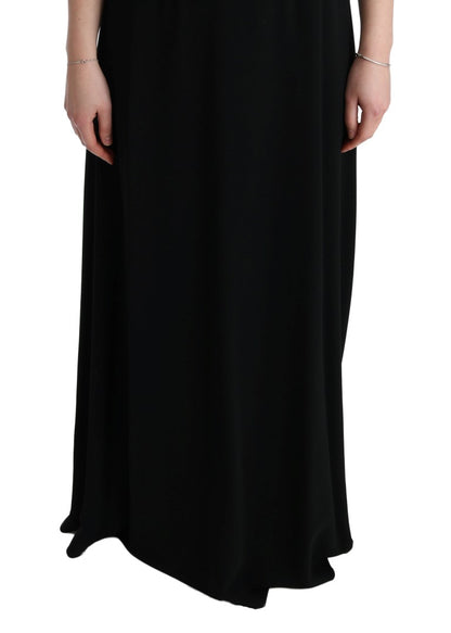 Elegantes schwarzes Maxikleid mit Blumenmuster