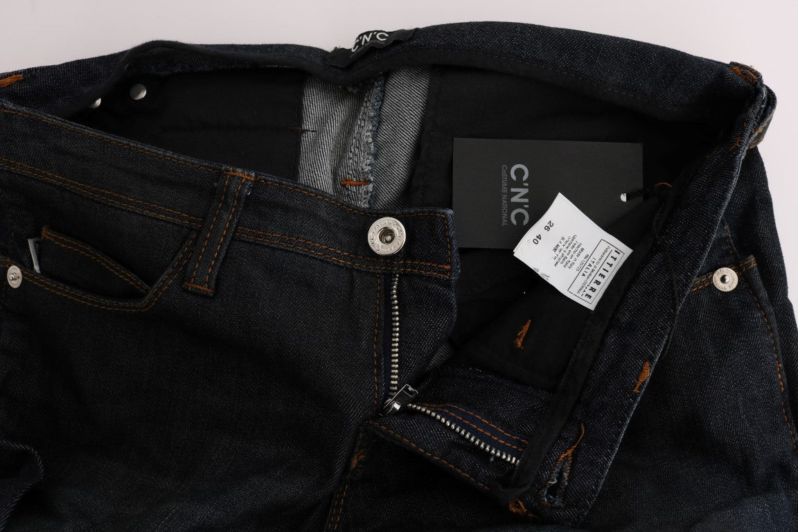 Schicker, grauer Slim Fit-Jeansstoff