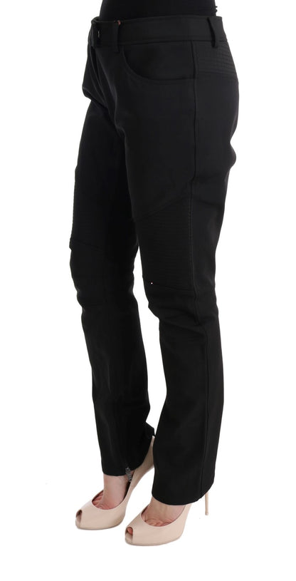 Pantalones ajustados de algodón negro elegantes