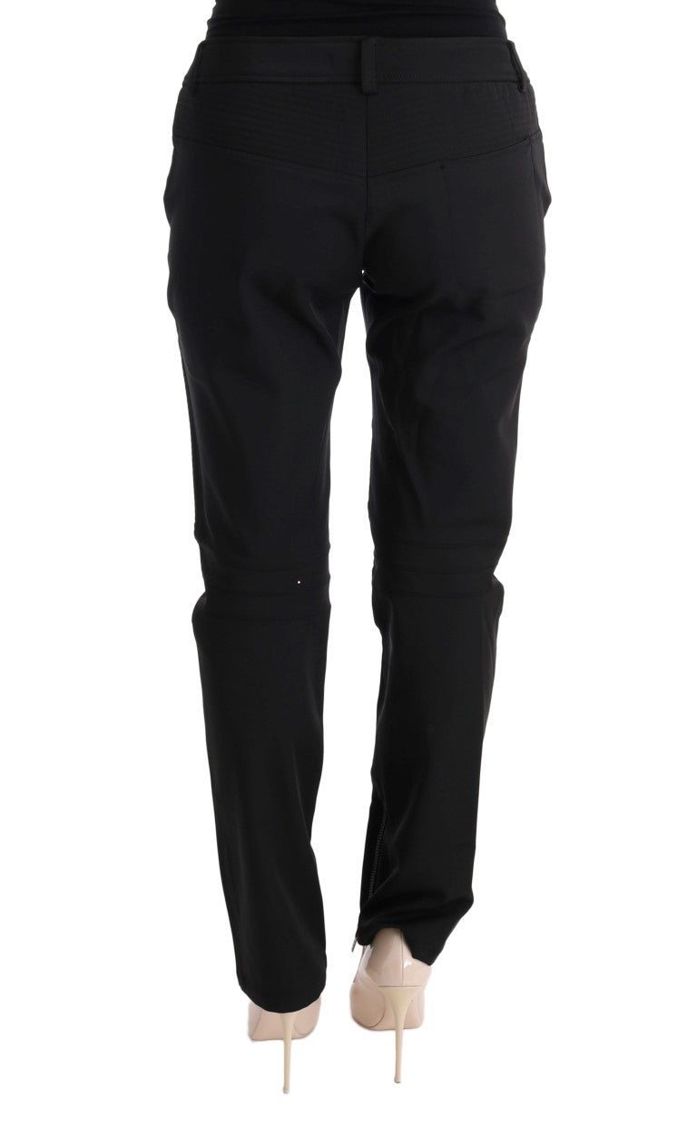 Pantalones ajustados de algodón negro elegantes