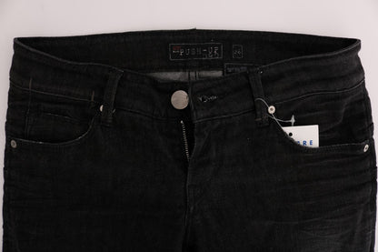 Chic Slim Fit Black Cotton Jeans