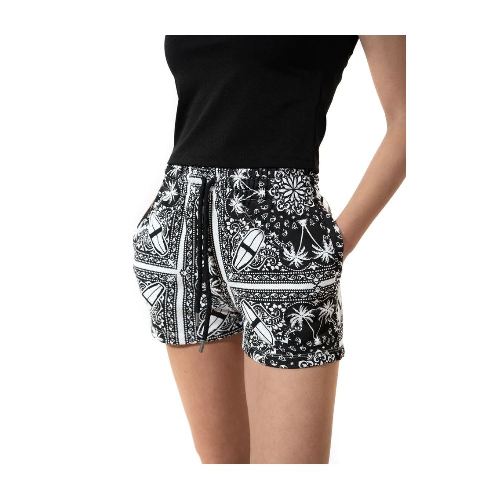 Chic Monochrome Palms Cotton Shorts