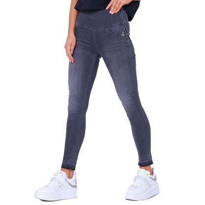 Jeggings ajustados de talle alto y color gris