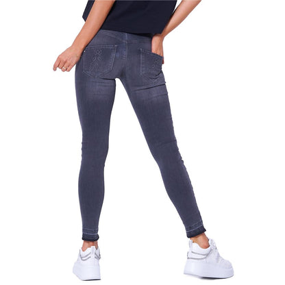 Jeggings ajustados de talle alto y color gris