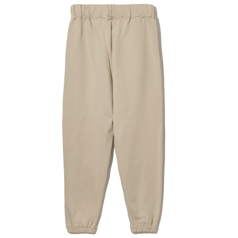 Pantalones deportivos elegantes de algodón beige con detalles deshilachados