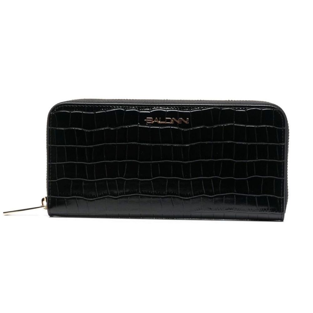 Elegante cartera de piel con estampado de cocodrilo