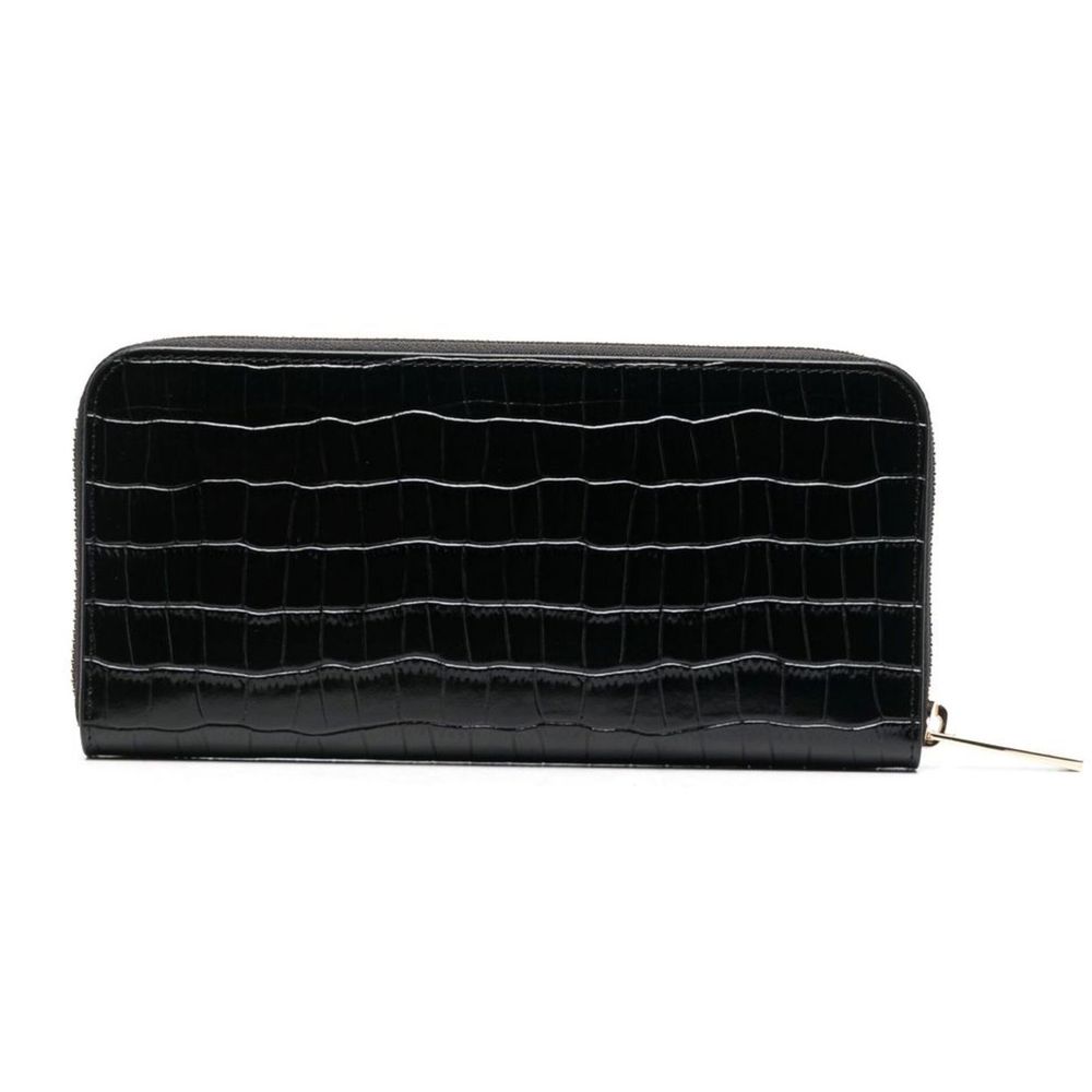 Elegante cartera de piel con estampado de cocodrilo