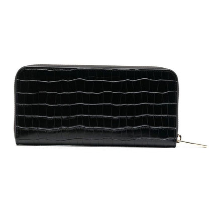 Elegante cartera de piel con estampado de cocodrilo