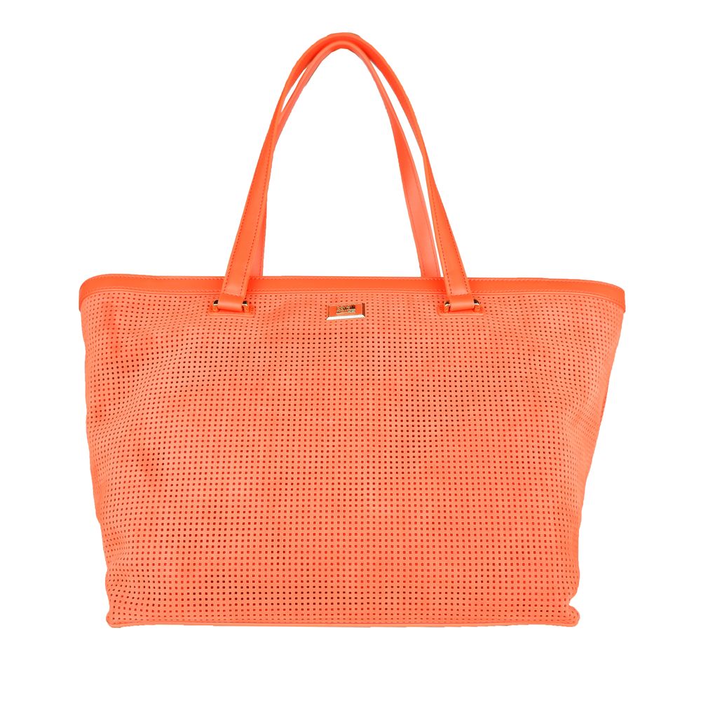 Bolso de mano para mujer de piel de becerro color naranja