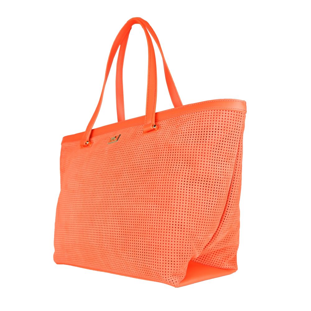 Bolso de mano para mujer de piel de becerro color naranja