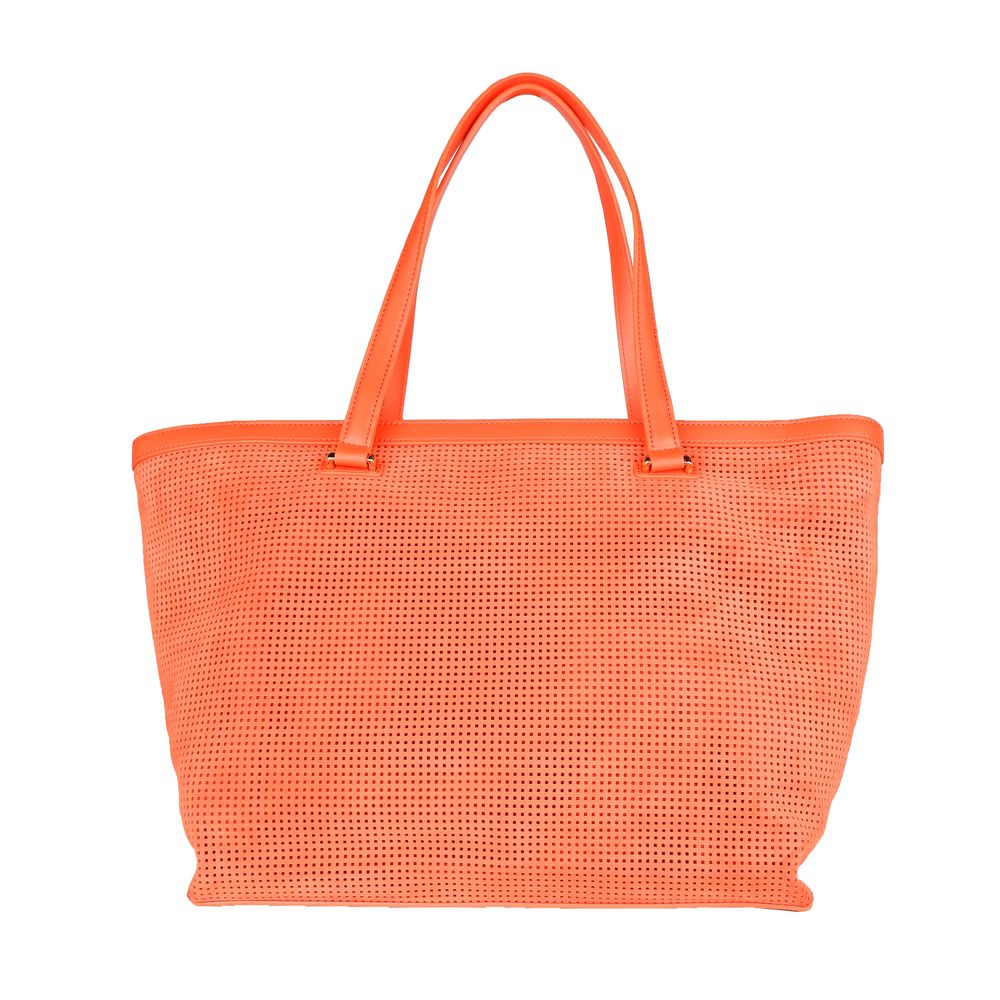 Bolso de mano para mujer de piel de becerro color naranja