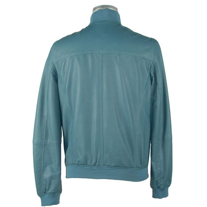 Elegante petrolblaue Lederjacke