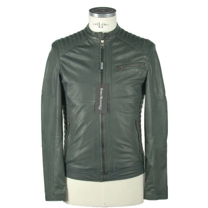 Smaragdgrüne Eleganz Lederjacke