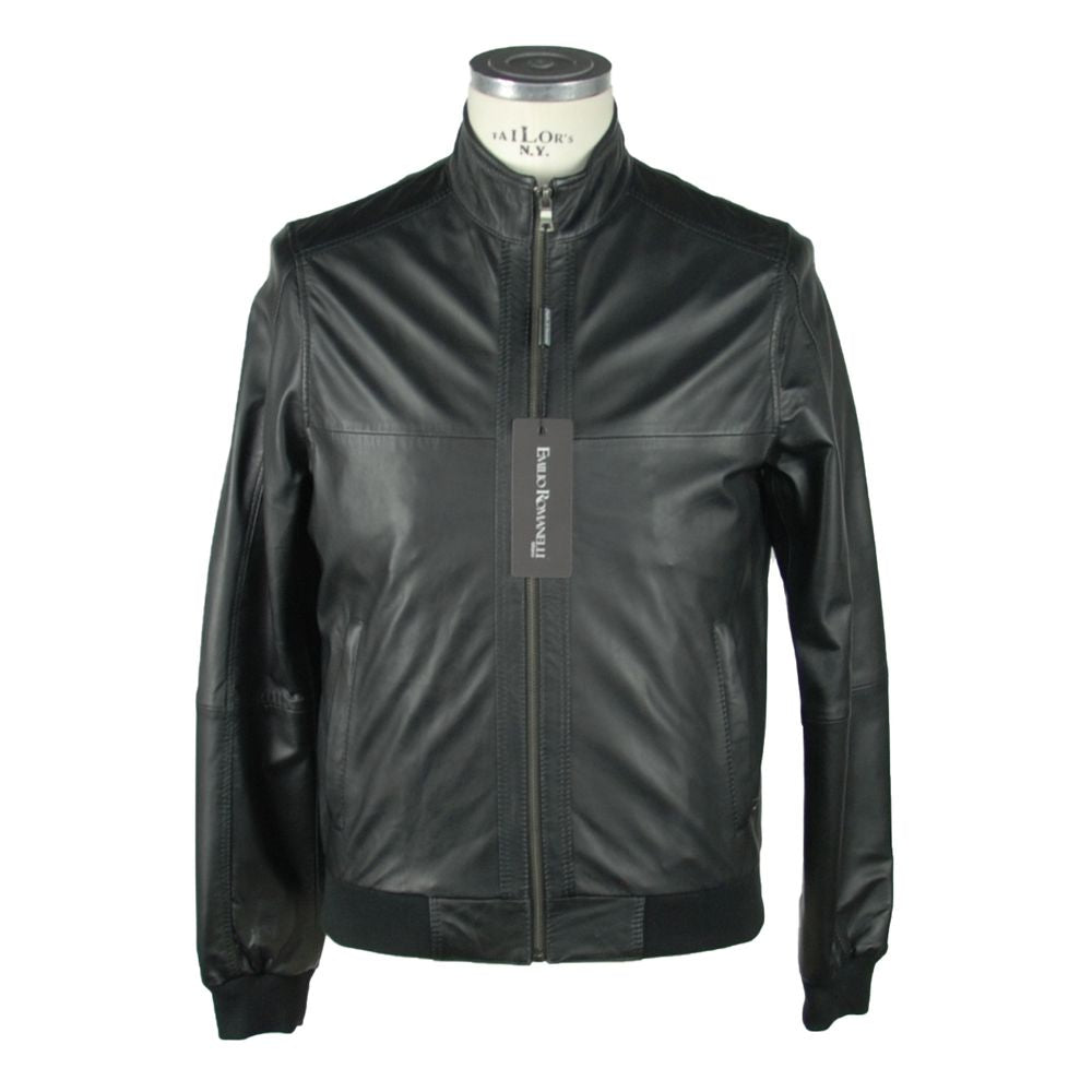 Chaqueta de cuero negra elegante para hombre