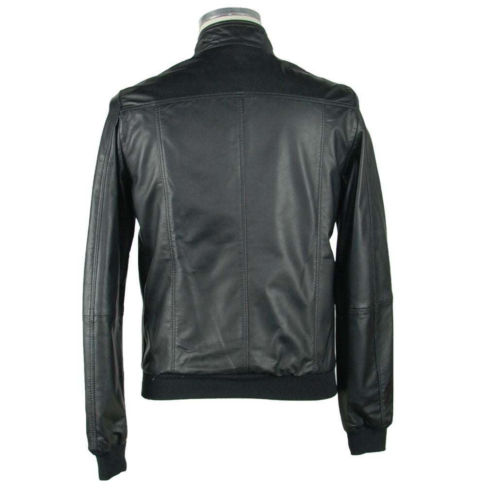 Chaqueta de cuero negra elegante para hombre