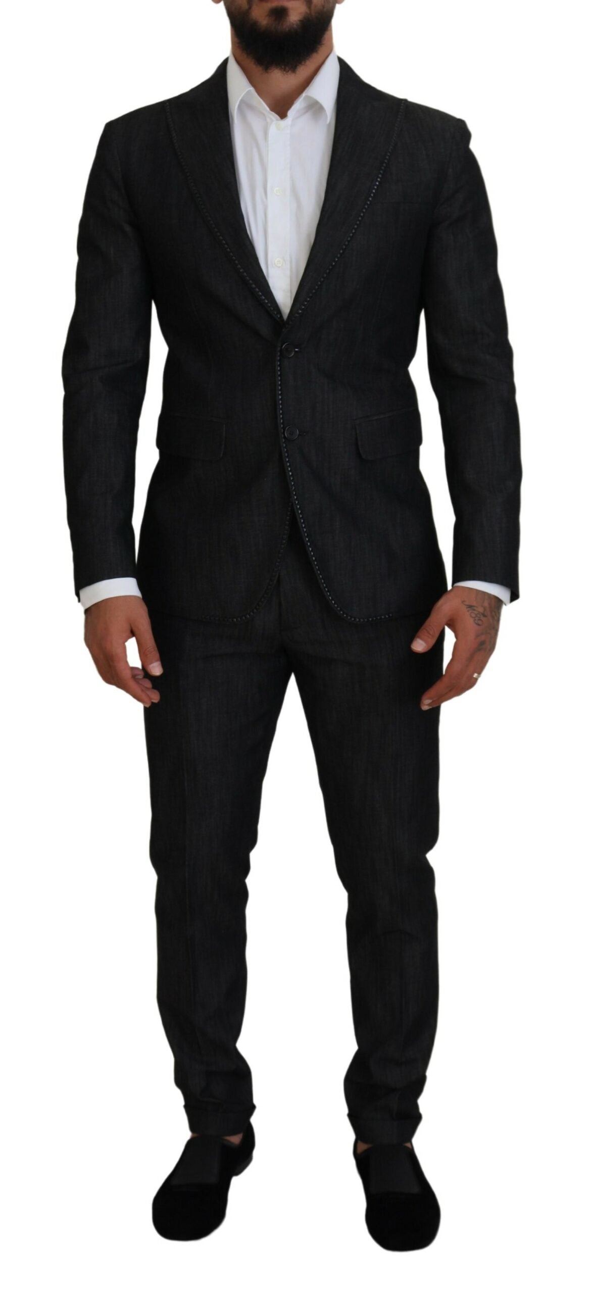 Black Cotton Single Breasted 2 Piece MIAMI Suit