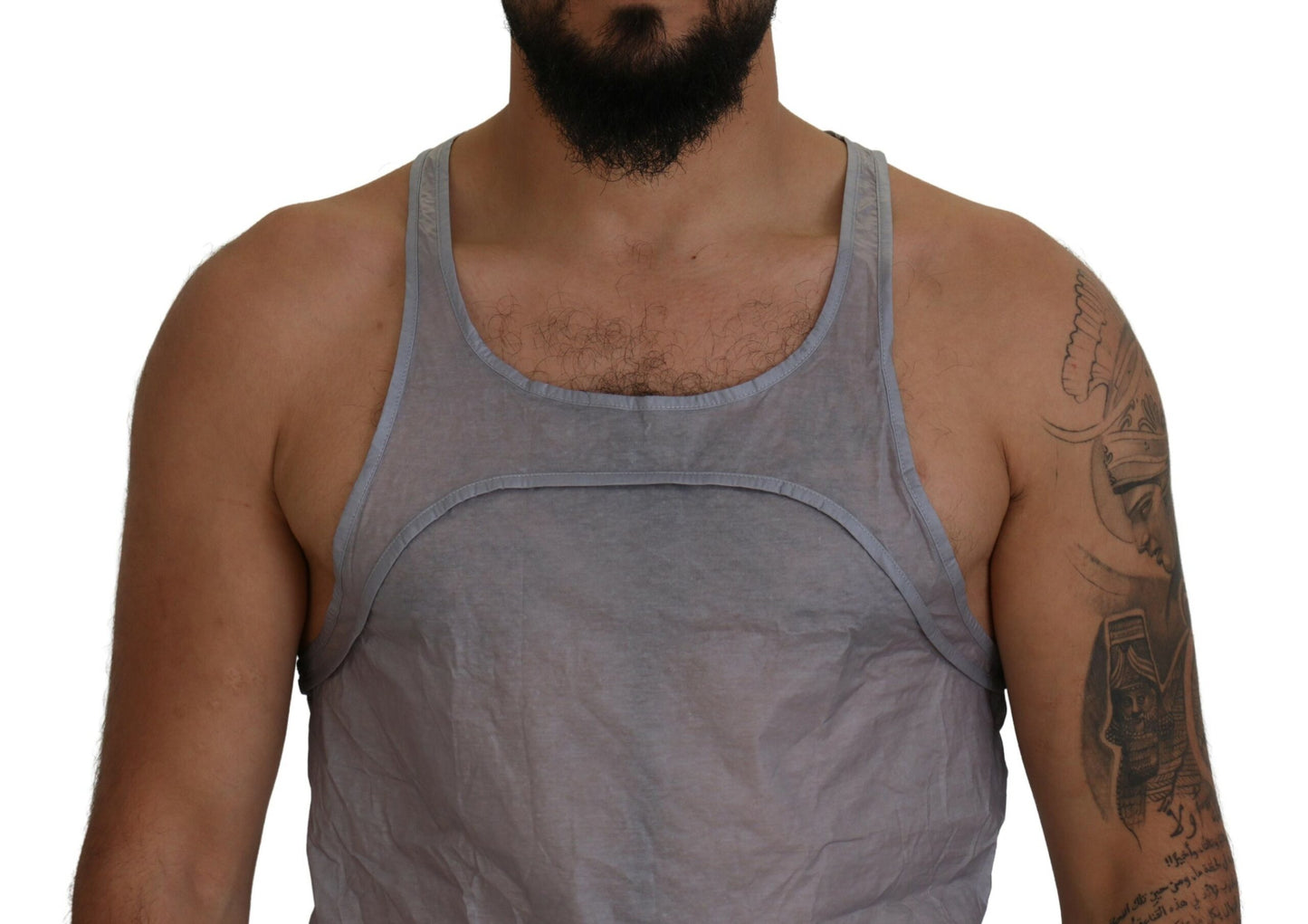 Camiseta sin mangas de algodón gris claro para hombre