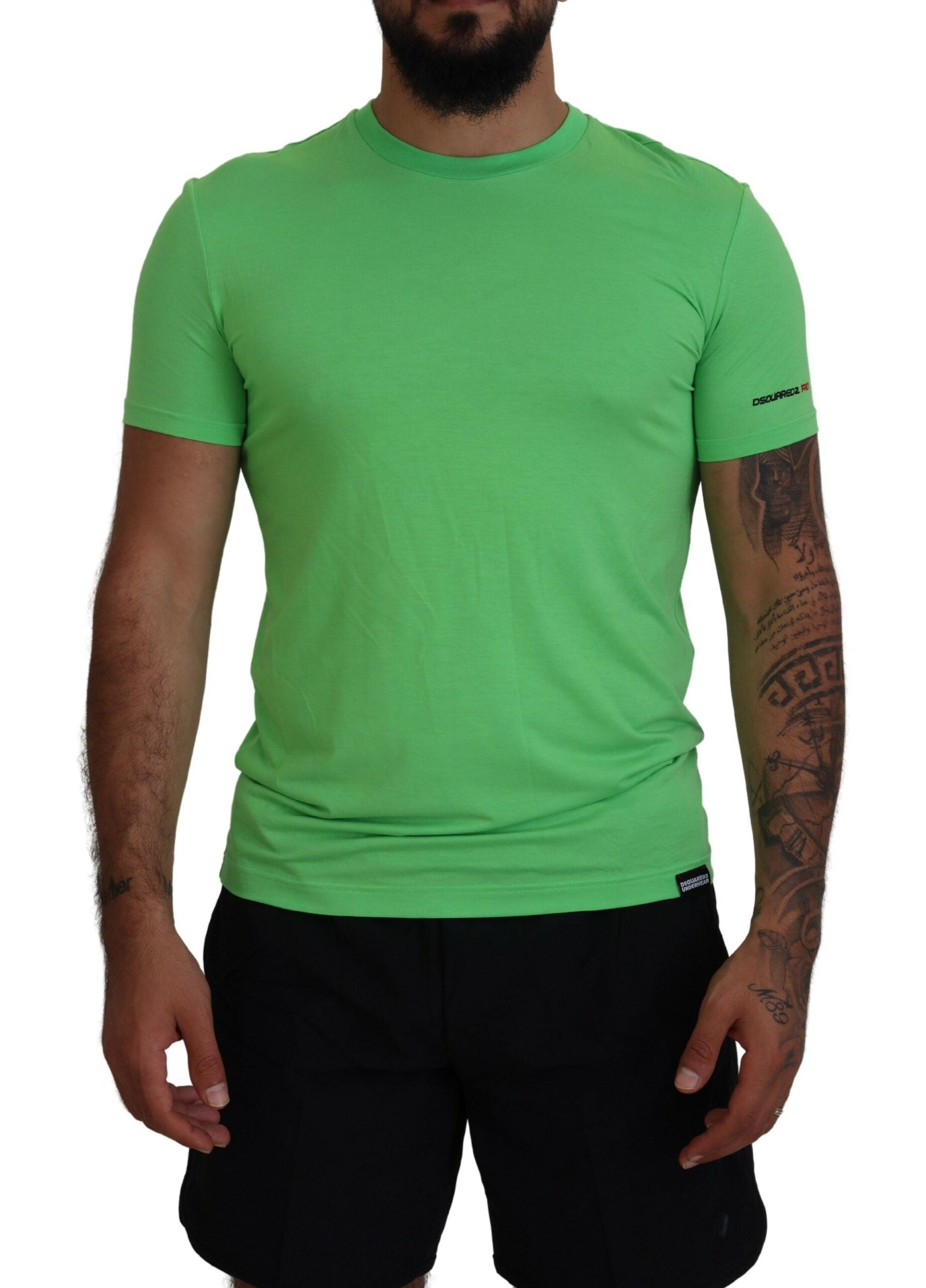 Camiseta de cuello redondo y manga corta de modal verde