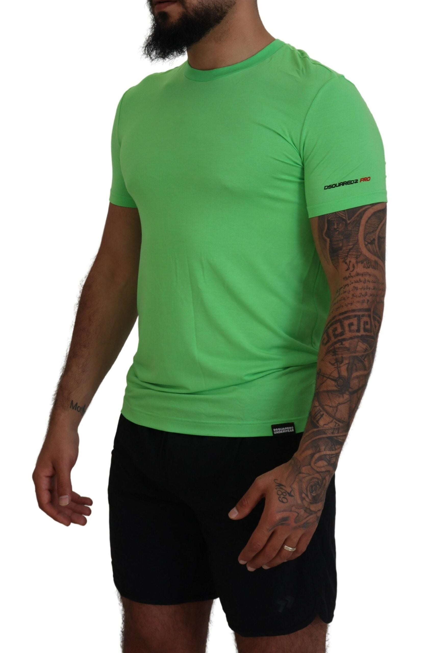 Camiseta de cuello redondo y manga corta de modal verde