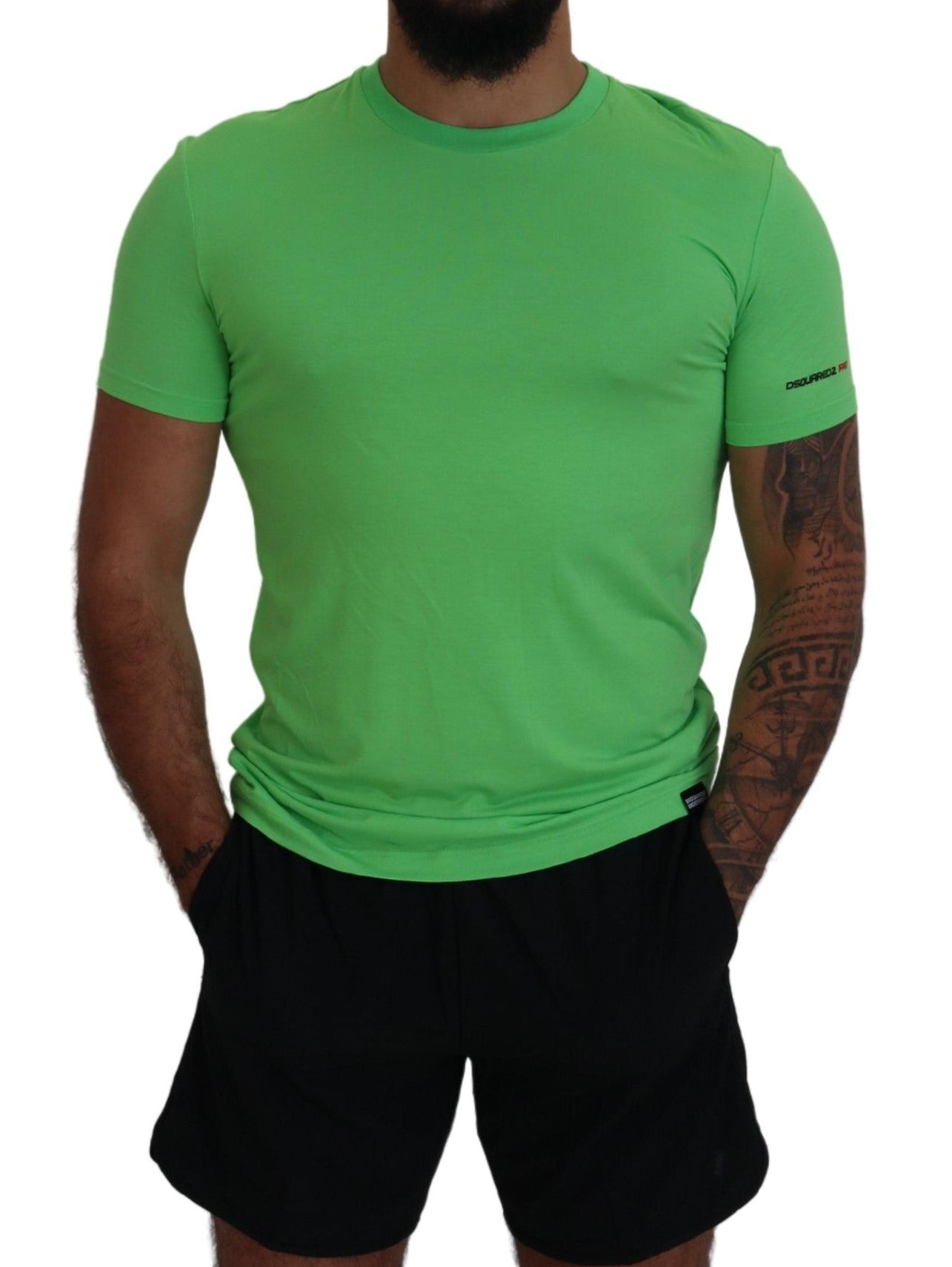 Camiseta de cuello redondo y manga corta de modal verde